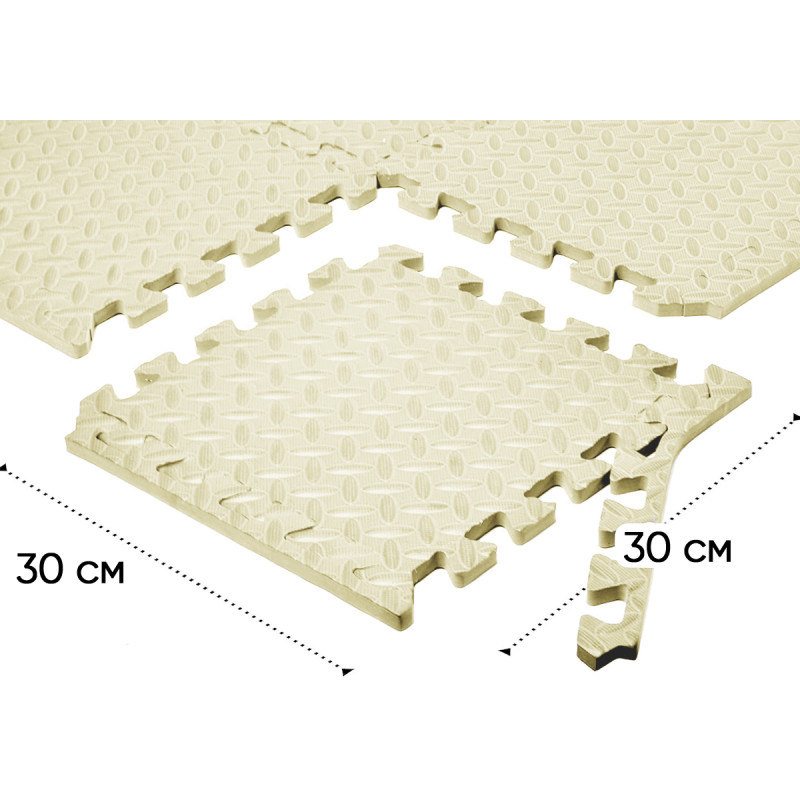 Татами мат EasyFit SwallowTail (пазл ласточкин хвост с бортиком), Размер 120x60 см, Толщина 10 мм, EVA-пена, Белый