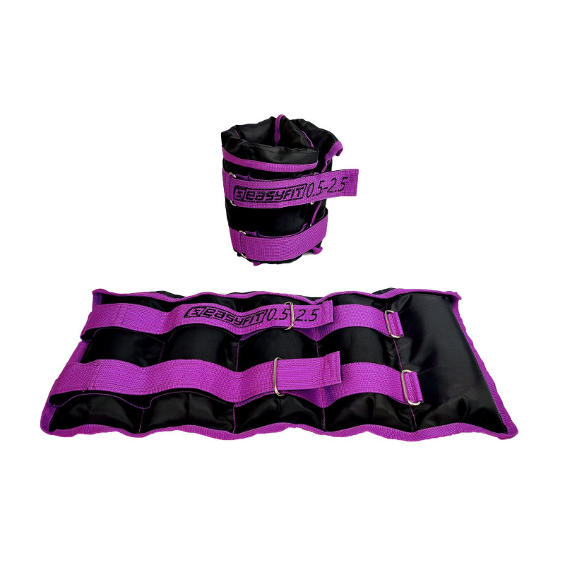 Обтяжувачі для ніг та рук EasyFit набірні чорно-фіолетові 0,5-2,5 кг (пара)