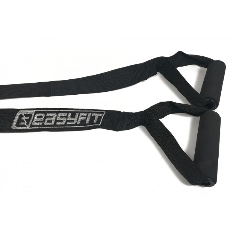 Тяга EasyFit R2  з жорсткими ручками, Розмір 120 см, Нейлон, Пластик, Чорний