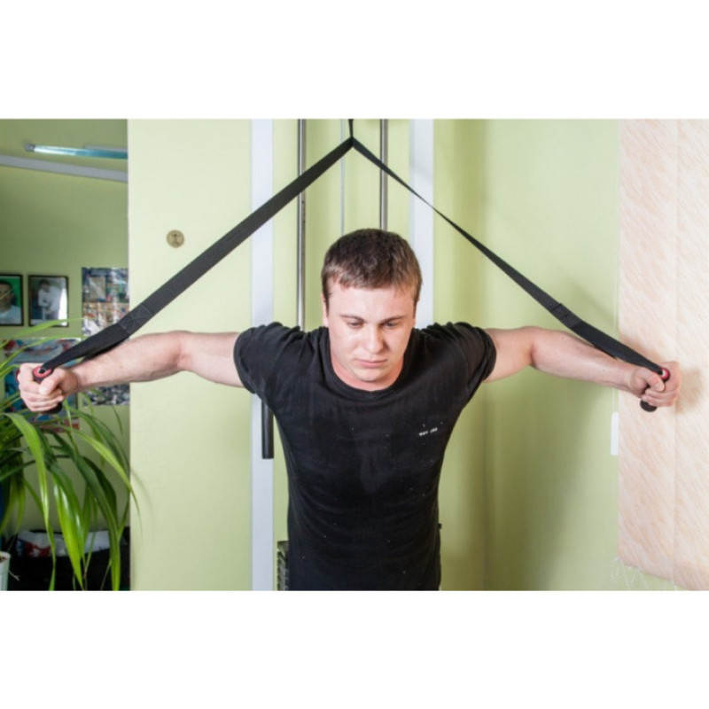 Тяга EasyFit R2  з жорсткими ручками, Розмір 120 см, Нейлон, Пластик, Чорний