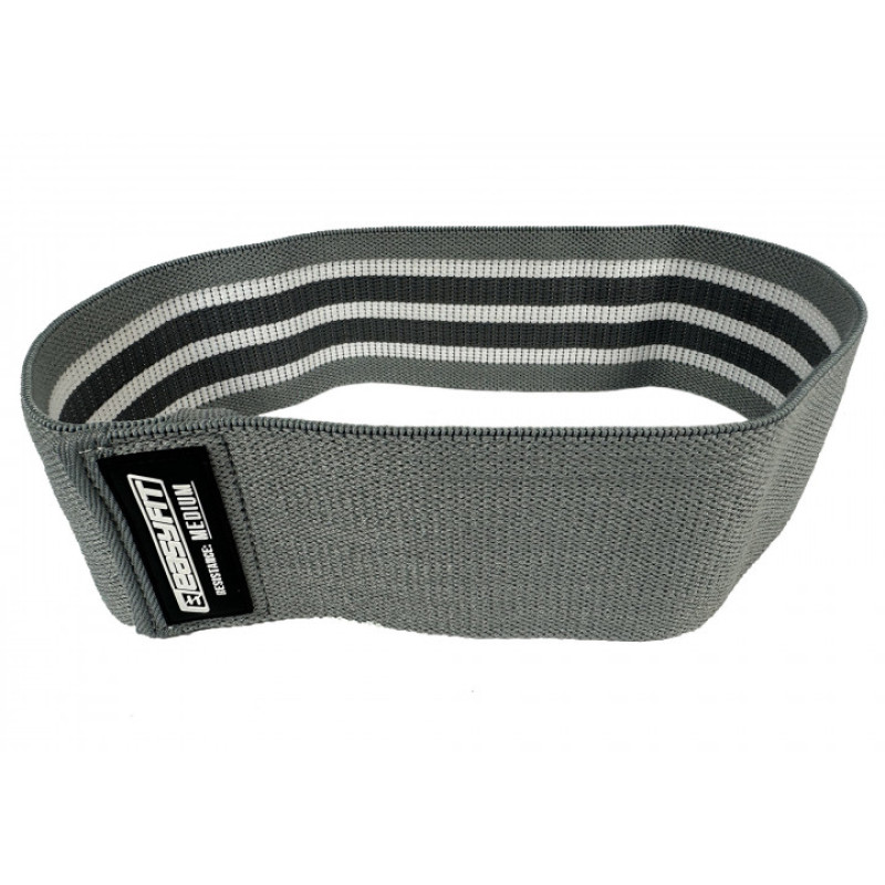 Тканевая резинка (эспандер) EasyFit MEDIUM, Сопротивление 13-21 кг, Длина 76 см, Ширина 8 см, Хлопок, Серый