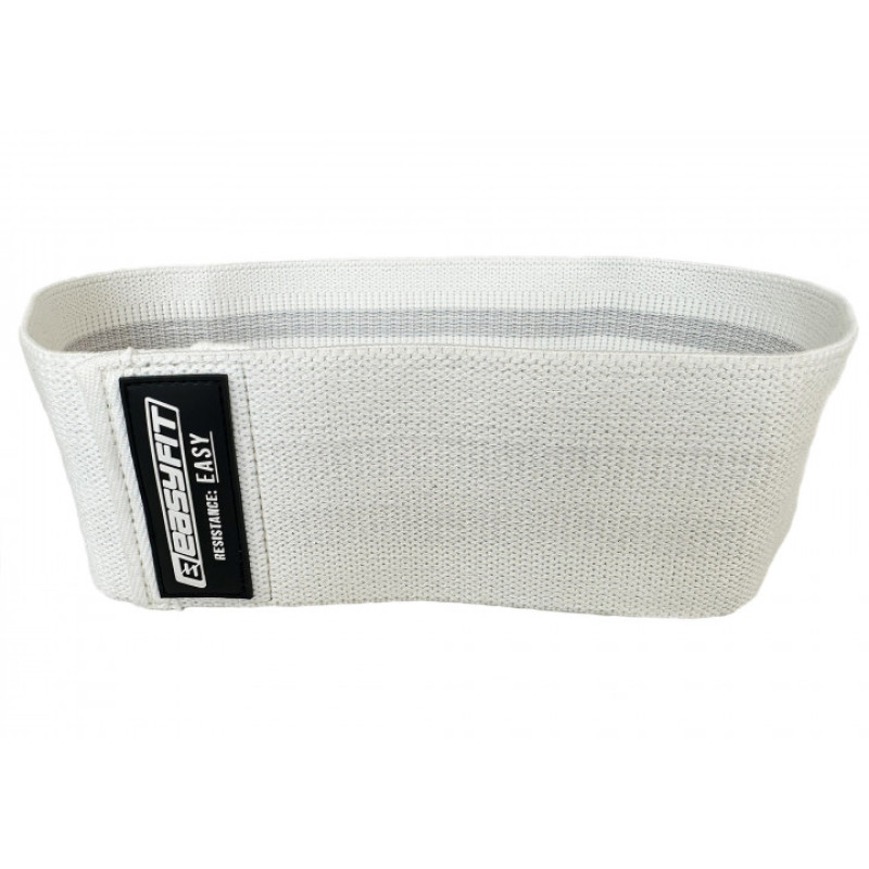 Тканевая резинка (эспандер) EasyFit EASY, Сопротивление 9-16 кг, Длина 76 см, Ширина 8 см, Хлопок, Белый