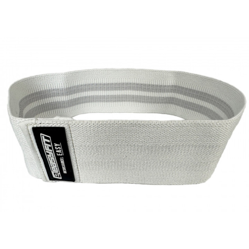 Тканевая резинка (эспандер) EasyFit EASY, Сопротивление 9-16 кг, Длина 76 см, Ширина 8 см, Хлопок, Белый