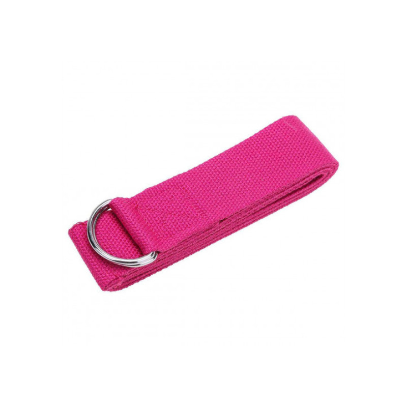 Ремень для йоги EasyFit, Длина 183 см, Ширина 38 мм, Полиэстер, Сталь, Розовый