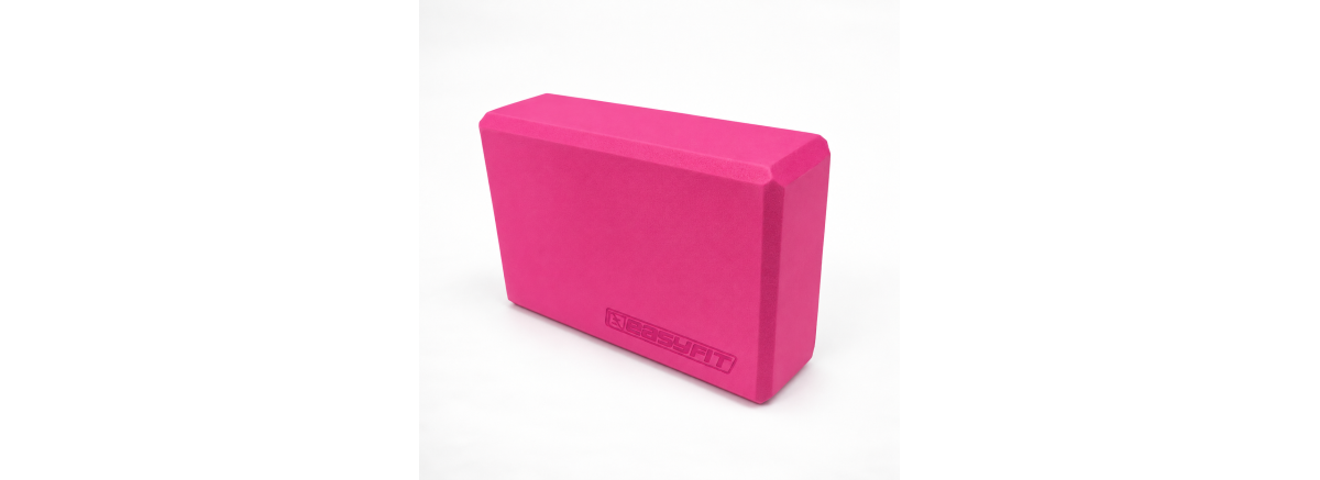 Блок для йоги EasyFit, Длина 23 см, Ширина 15,5 см, Пена EVA, Розовый