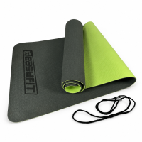 Двухслойный коврик EasyFit для пилатеса, фитнеса и йоги, 183x61 см, толщина 6 мм, TPE/TC, ECO-Friendly, черно-зеленый