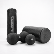 МФР набір для масажу EasyFit MioSet-XL: масажний ролик, подвійний та одинарний масажні м'ячі 