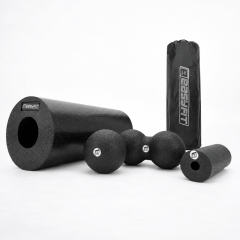 МФР набор для массажа EasyFit MioSet-3: массажный роллер (валик 33х14 см), массажный роллер (валик 15х5 см), двойной массажный мяч (16х8 см) и массажный мяч (8 см) для фитнеса, реабилитации и расслабления мышц