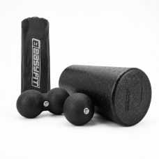 МФР набір для масажу EasyFit MioSet-L: масажний ролер (валик 30х15 см), подвійний масажний м'яч (16х8 см) та масажний м'яч (8 см) для фітнесу, реабілітації та розслаблення м'язів