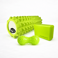 Набір для йоги: Блок для йоги EasyFit EVA + Масажний ролик EasyFit Grid Roller PRO 45 см + Масажний м'ячик EasyFit Goober з шипами
