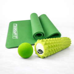 Набор для йоги: Коврик для фитнеса и йоги EasyFit NBR 10 мм + Массажный ролик EasyFit Grid Roller 33 см v.1.2 + Массажный мячик EasyFit TPR 6 см