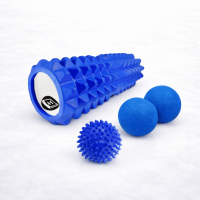 Набор для МФР: Массажный роллер EasyFit Foam Roller 33 см + Массажный мячик EasyFit TPR двойной 12х6 см + Массажный мячик EasyFit TPR 6 см
