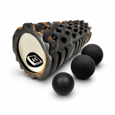Набор для МФР: Массажный ролик EasyFit Grid Roller 33 см v.1.1 Multi + Массажный мячик EasyFit EPP 12 см + Массажный мячик EasyFit TPR двойной 12х6 см