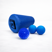 Набор для МФР: Массажный ролик EasyFit Foam Roller 30 см + Массажный мячик EasyFit PVC 7.5 см жесткий + Массажный мячик EasyFit TPR двойной 12х6 см