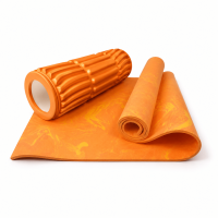 Набор для фитнеса EasyFit: Коврик Premium Mat для фитнеса и пилатеса, 183x61 см, толщина 8 мм, PER + Массажный ролик Dozer, Длина 45 см, Диаметр 11 см, пластик, EVA
