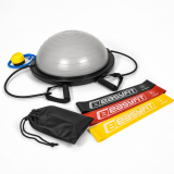 Набір для фітнесу EasyFit: Балансувальна платформа BOSU, Діаметр 60 см, Висота 23 см, Максимальне навантаження 120 кг, Пластик, ПВХ, Гума + Гумові кільця 3 шт, Опір 9-18 кг, Довжина 60 см, Ширина 5 см, Латекс