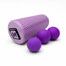 Набор для МФР: Массажный роллер EasyFit Foam Roller 45 см + Массажный мячик EasyFit TPR двойной 12х6 см + Массажный мячик EasyFit TPR 6 см
