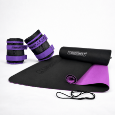 Набір для тренувань EasyFit №1 “Сила і Гармонія 2в1”. Склад набору: двошаровий килимок EasyFit (з чохлом) + набірні обтяжувачі для ніг і рук EasyFit (вага 0,5-2,5 кг)