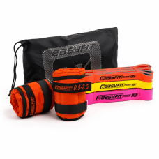 Набор для комплексных тренировок EasyFit "Pro Fit 2в1". Состав набора: двухслойные резиновые петли EasyFit (3в1), сопротивление 7-45 кг + наборные утяжелители для ног и рук EasyFit (вес 0,5-2,5 кг)