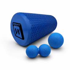 Набор для МФР: Массажный роллер EasyFit Foam Roller 45 см + Массажный мячик EasyFit TPR двойной 12х6 см + Массажный мячик EasyFit TPR 6 см