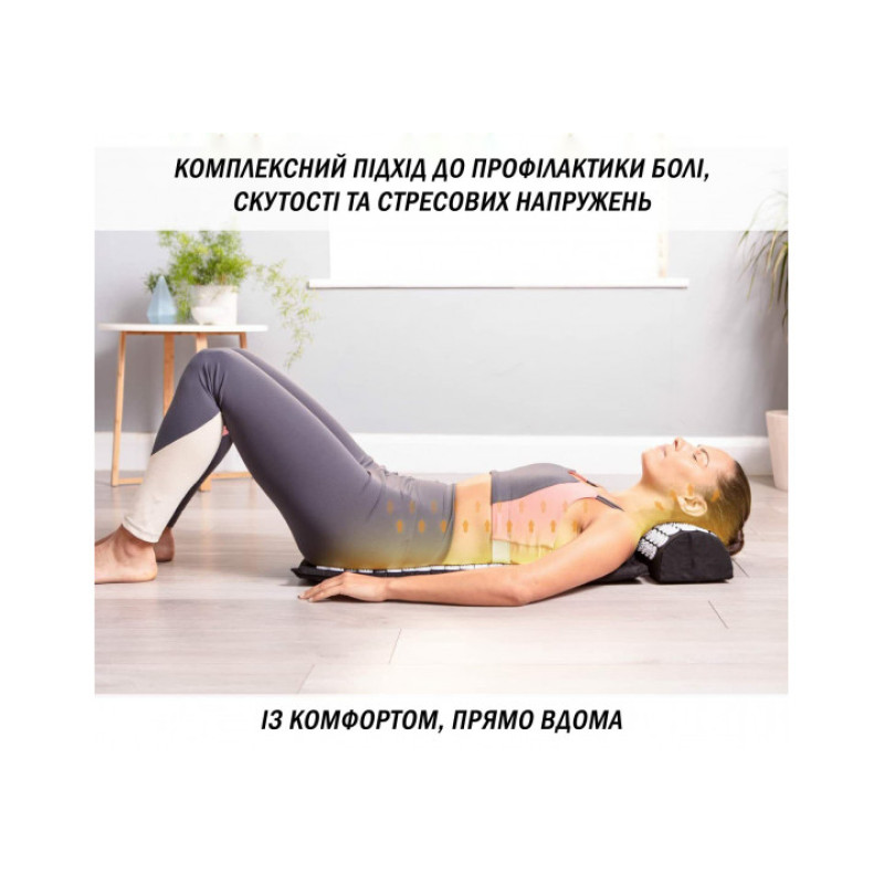 Массажный коврик EasyFit с подушкой (аппликатор Кузнецова) для массажа спины и шеи с чехлом, длина 62 см, ширина 40 см, толщина 2,5 см, хлопок, пластик, фиолетовый