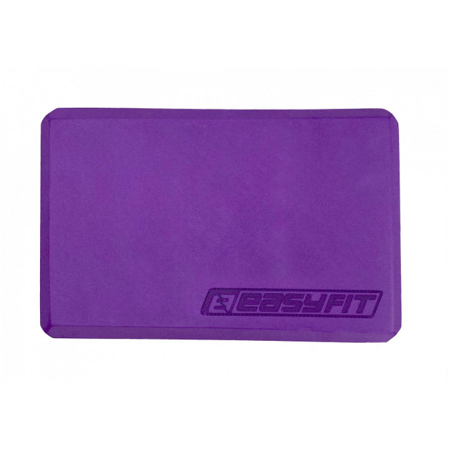 Блок для йоги EasyFit, Довжина 23 см, Ширина 15,5 см, Піна EVA, Фіолетовий