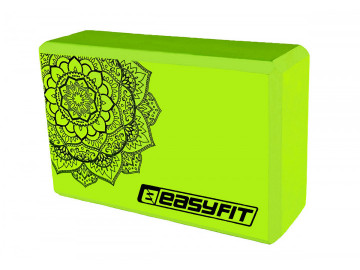 Блок для йоги EasyFit EVA, Довжина 23 см, Ширина 15,5 см, Піна EVA, Салатовий з малюнком 