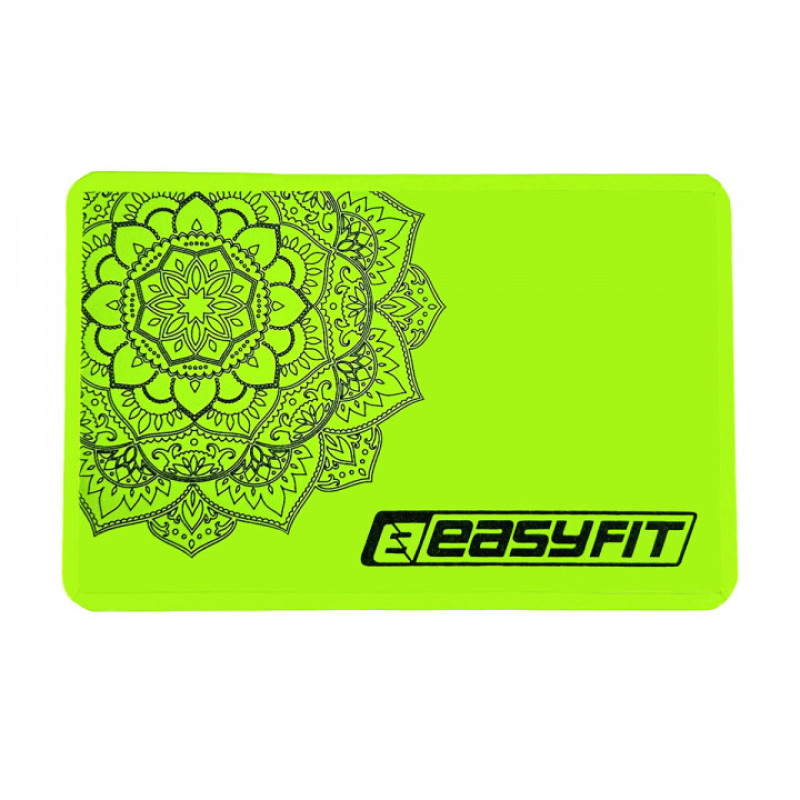 Блок для йоги EasyFit EVA, Довжина 23 см, Ширина 15,5 см, Піна EVA, Салатовий з малюнком 