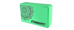 Блок для йоги EasyFit EVA, Длина 23 см, Ширина 15,5 см, Пена EVA, Мятный с рисунком