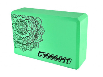 Блок для йоги EasyFit EVA, Довжина 23 см, Ширина 15,5 см, Піна EVA, М'ятний з малюнком 