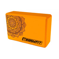 Блок для йоги EasyFit EVA, Довжина 23 см, Ширина 15,5 см, Піна EVA, Помаранчевий з малюнком 