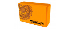 Блок для йоги EasyFit EVA, Длина 23 см, Ширина 15,5 см, Пена EVA, Оранжевыйс рисунком 