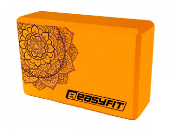 Блок для йоги EasyFit EVA, Довжина 23 см, Ширина 15,5 см, Піна EVA, Помаранчевий з малюнком  