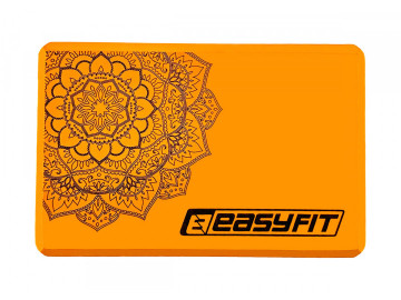 Блок для йоги EasyFit EVA, Довжина 23 см, Ширина 15,5 см, Піна EVA, Помаранчевий з малюнком  