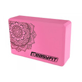 Блок для йоги EasyFit EVA, Довжина 23 см, Ширина 15,5 см, Піна EVA, Рожевий з малюнком  