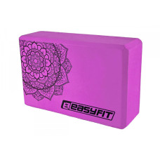 Блок для йоги EasyFit EVA, Довжина 23 см, Ширина 15,5 см, Піна EVA, Фіолетовий  з малюнком  
