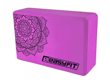 Блок для йоги EasyFit EVA, Довжина 23 см, Ширина 15,5 см, Піна EVA, Фіолетовий  з малюнком  