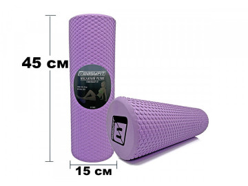 Масажний ролик (валик) EasyFit Foam Roller, Довжина 45 см, Діаметр 15 см, Піна EVA з дрібною масажною поверхнею, для МФР, фітнесу, йоги та реабілітації, Бузковий