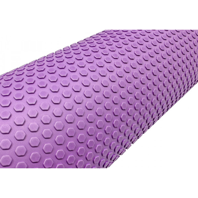 Массажный ролик (валик) EasyFit Foam Roller, Длина 45 см, Диаметр 15 см, Пена EVA с мелкой массажной поверхностью, для МФР, фитнеса, йоги и реабилитации, Сиреневый