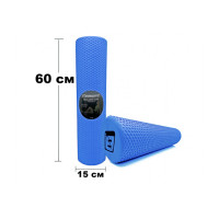 Масажний ролик (валик) EasyFit Foam Roller, Довжина 60 см, Діаметр 15 см, Піна EVA з дрібною масажною поверхнею, для МФР, фітнесу, йоги та реабілітації, Синій
