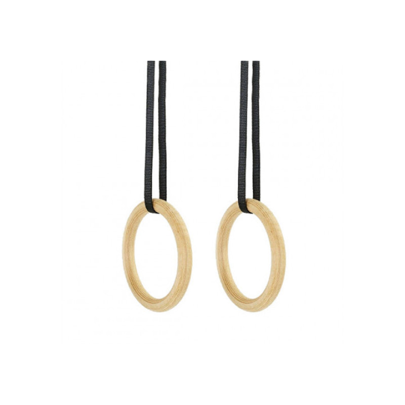 Кольца для кроссфита EasyFit, Диаметр 23,5 см, Дерево, Нейлон, Сталь