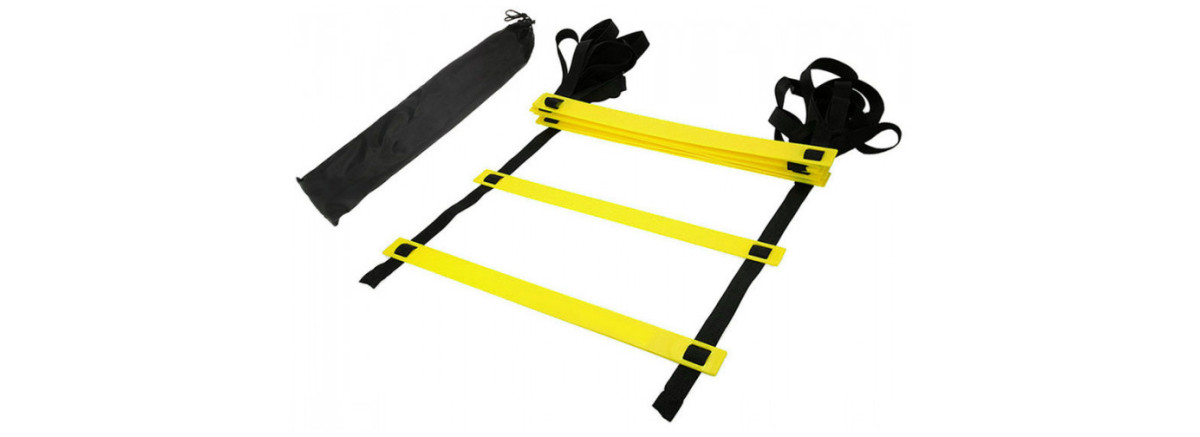 Координационная лестница (скоростная дорожка) EasyFit, Длина 10 м, Ступеньки 20 шт, Пластик, Полиэстер, Желто-черный