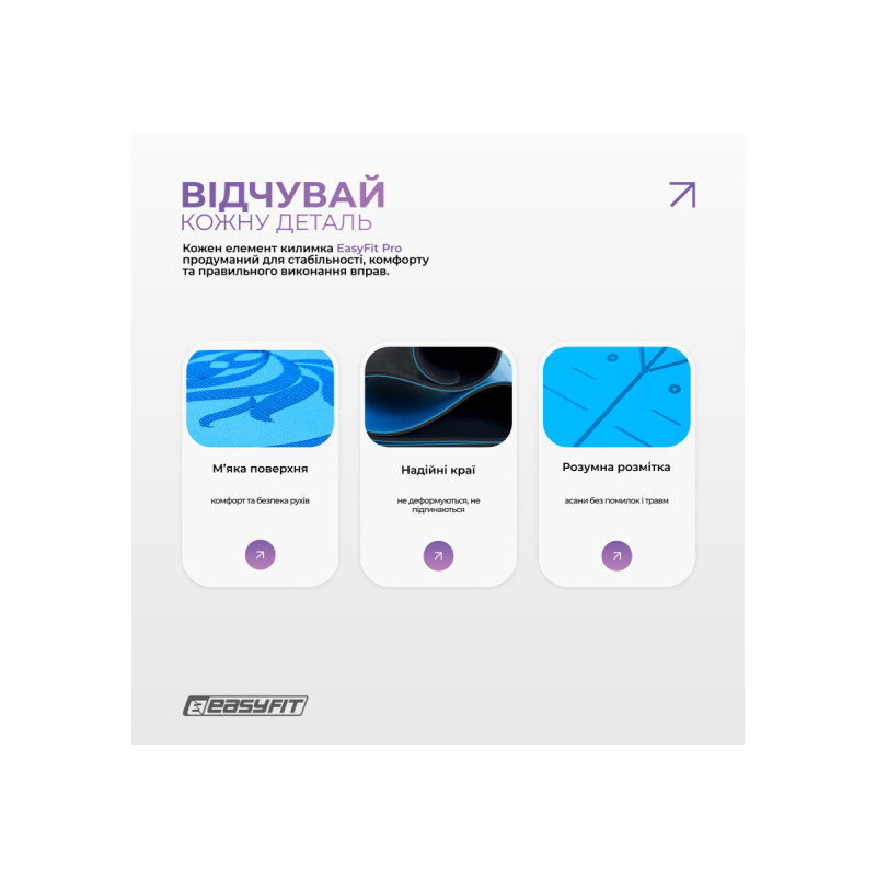 Профессиональный коврик EasyFit Pro для йоги, 184x68 см, толщина 5 мм, каучук, голубой