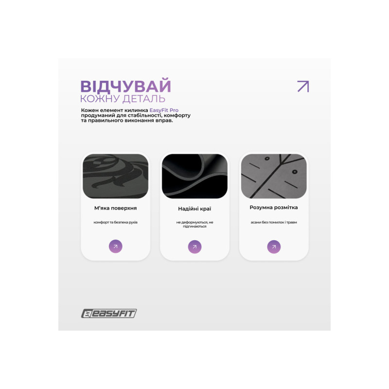 Профессиональный коврик EasyFit Pro для йоги, 184x68 см, толщина 5 мм, каучук, черный