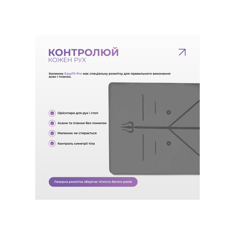Профессиональный коврик EasyFit Pro для йоги, 184x68 см, толщина 5 мм, каучук, черный