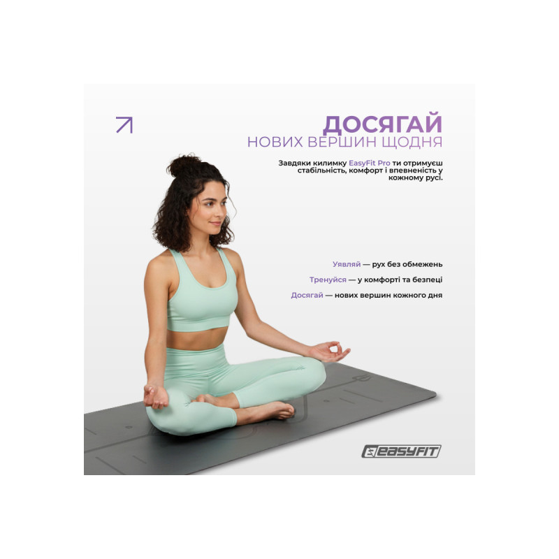 Профессиональный коврик EasyFit Pro для йоги, 184x68 см, толщина 5 мм, каучук, черный