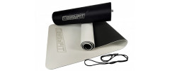 Двошаровий килимок EasyFit для пілатесу, фітнесу та йоги з чохлом, 183x61 см, товщина 6 мм, TPE/TC, ECO-Friendly, сіро-чорний