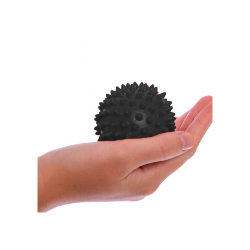Массажный мяч EasyFit с шипами, Диаметр 9 см, Жесткий, ПВХ, для МФР, снятия напряжения и самомассажа, Черный