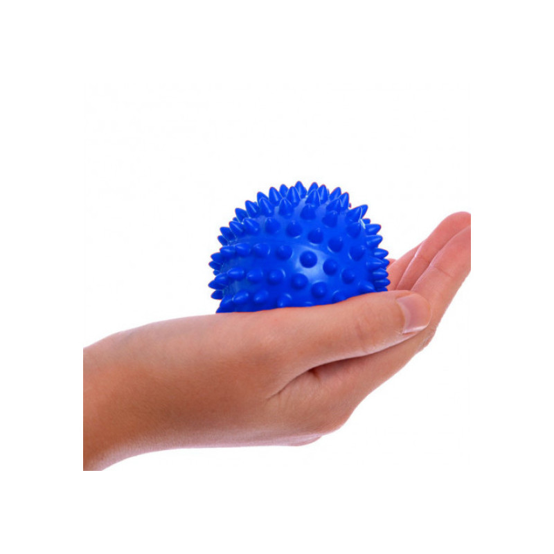 Массажный мяч EasyFit с шипами, Диаметр 9 см, Жесткий, ПВХ, для МФР, снятия напряжения и самомассажа, Синий