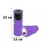 Масажний ролик (валик) EasyFit Grid Roller v.1.2, Довжина 33 см, Діаметр 13 см, Каркас із високоміцного пластику, Піна EVA з масажною поверхнею, для МФР, фітнесу, йоги та реабілітації, Фіолетовий